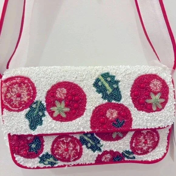 Handcrafted in India Viral Tik Tok Beaded Tomato Shoulder Handbag Tik Tok Viral - Picture 2 of 7